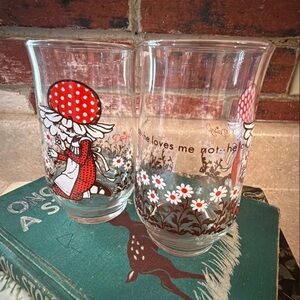 Vintage Holly Hobbie floral drinking glasses set of 2